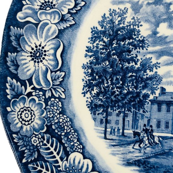 Staffordshire Liberty Blue Dinner Plate 9.75" Independence Hall Design England - Picture 3 of 5